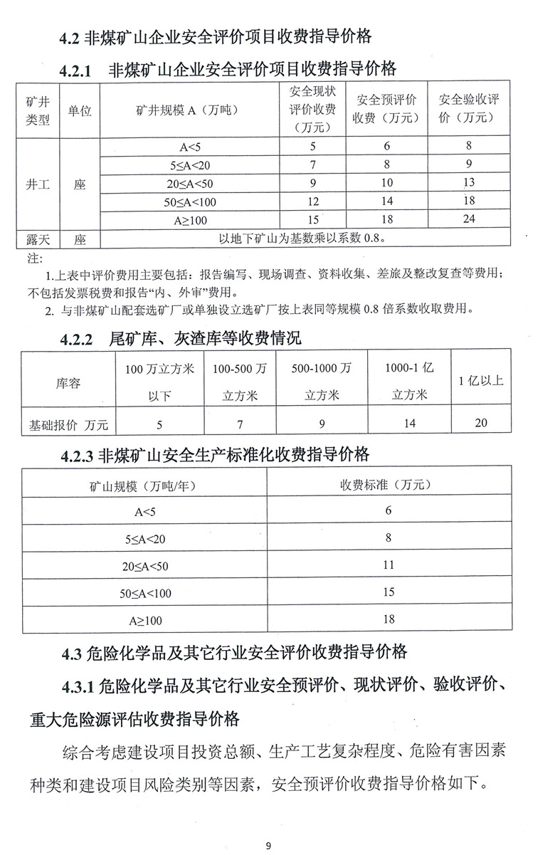 安全評價技術(shù)服務(wù)收費標準(圖1)